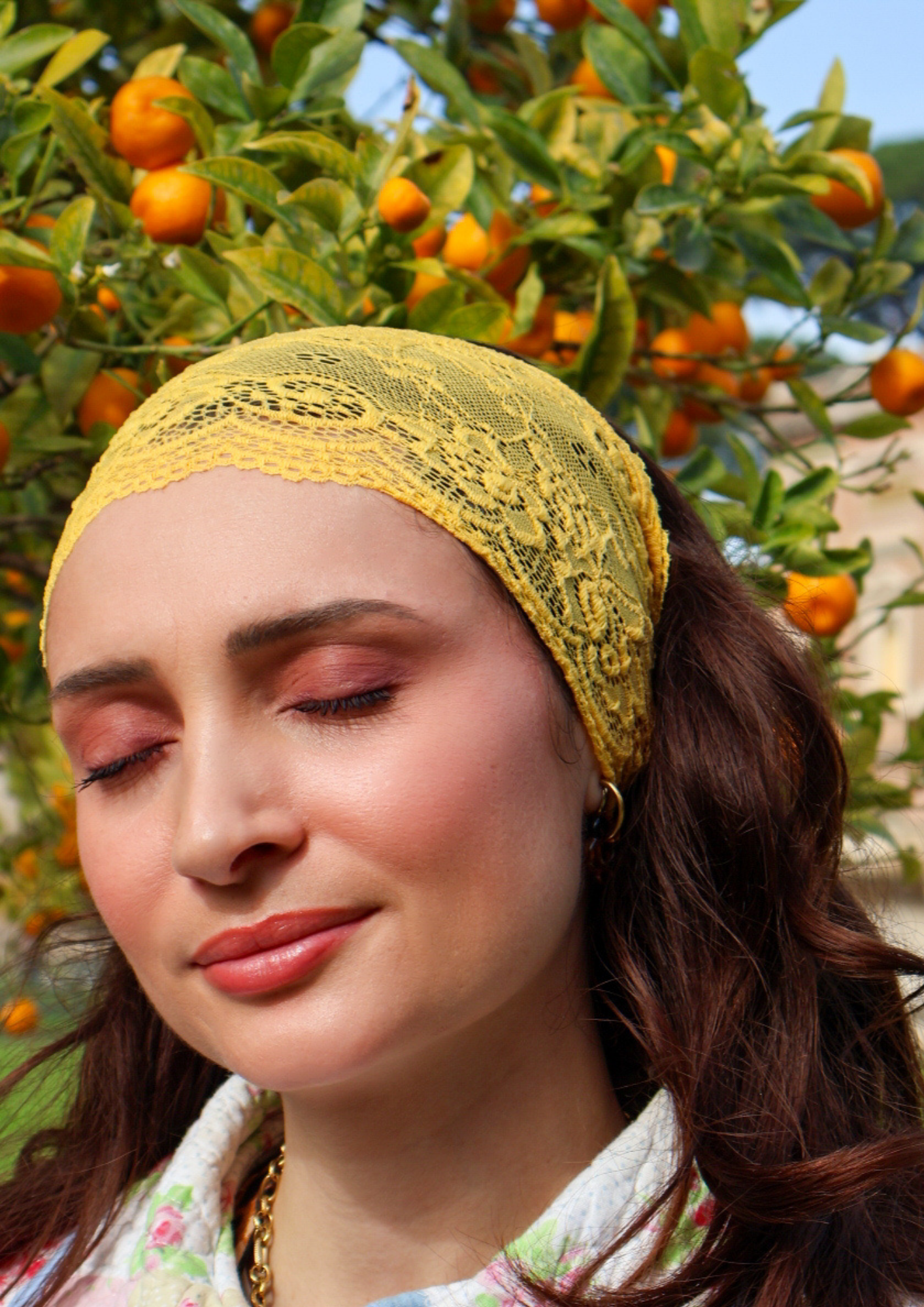 Bandeau en dentelle XXL ELENA (jaune)