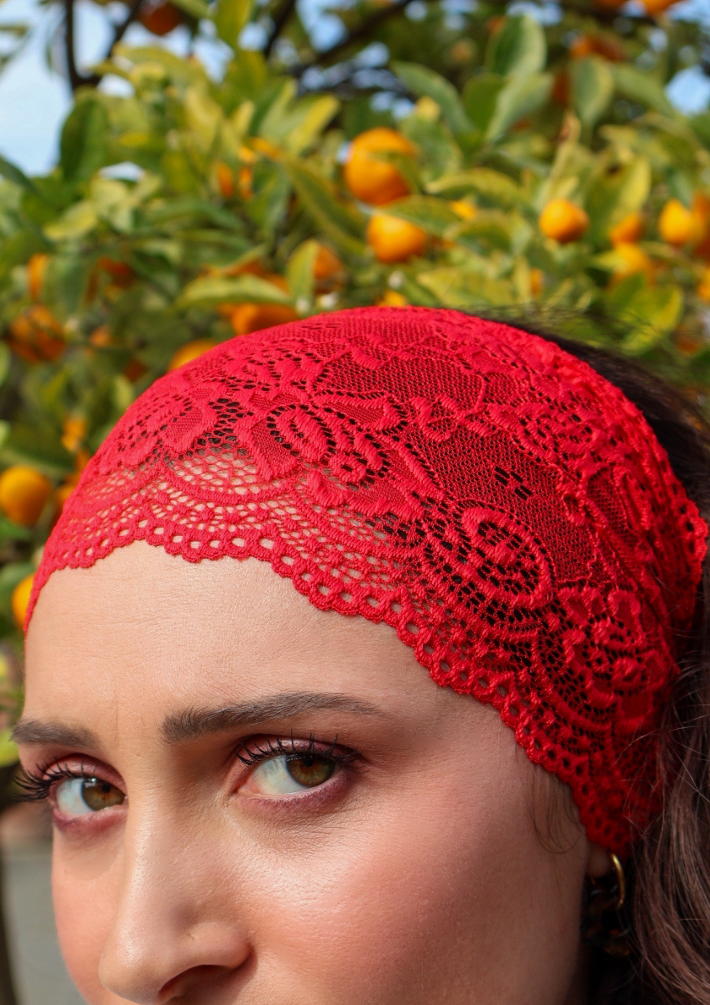 Bandeau en dentelle XXL ELENA (rouge)