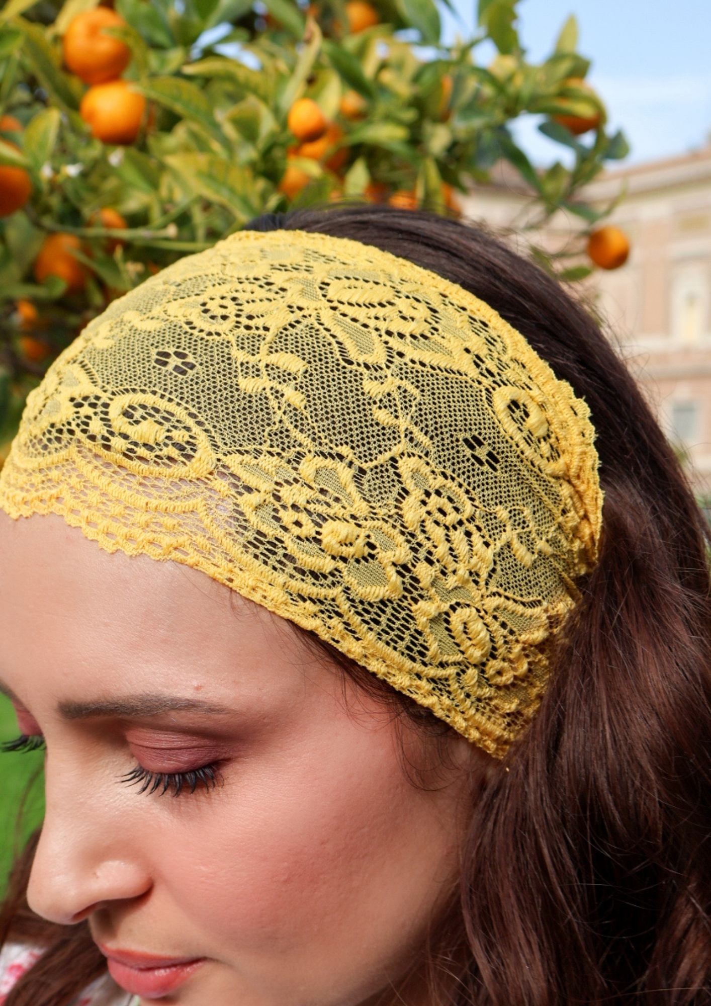 Bandeau en dentelle XXL ELENA (jaune)