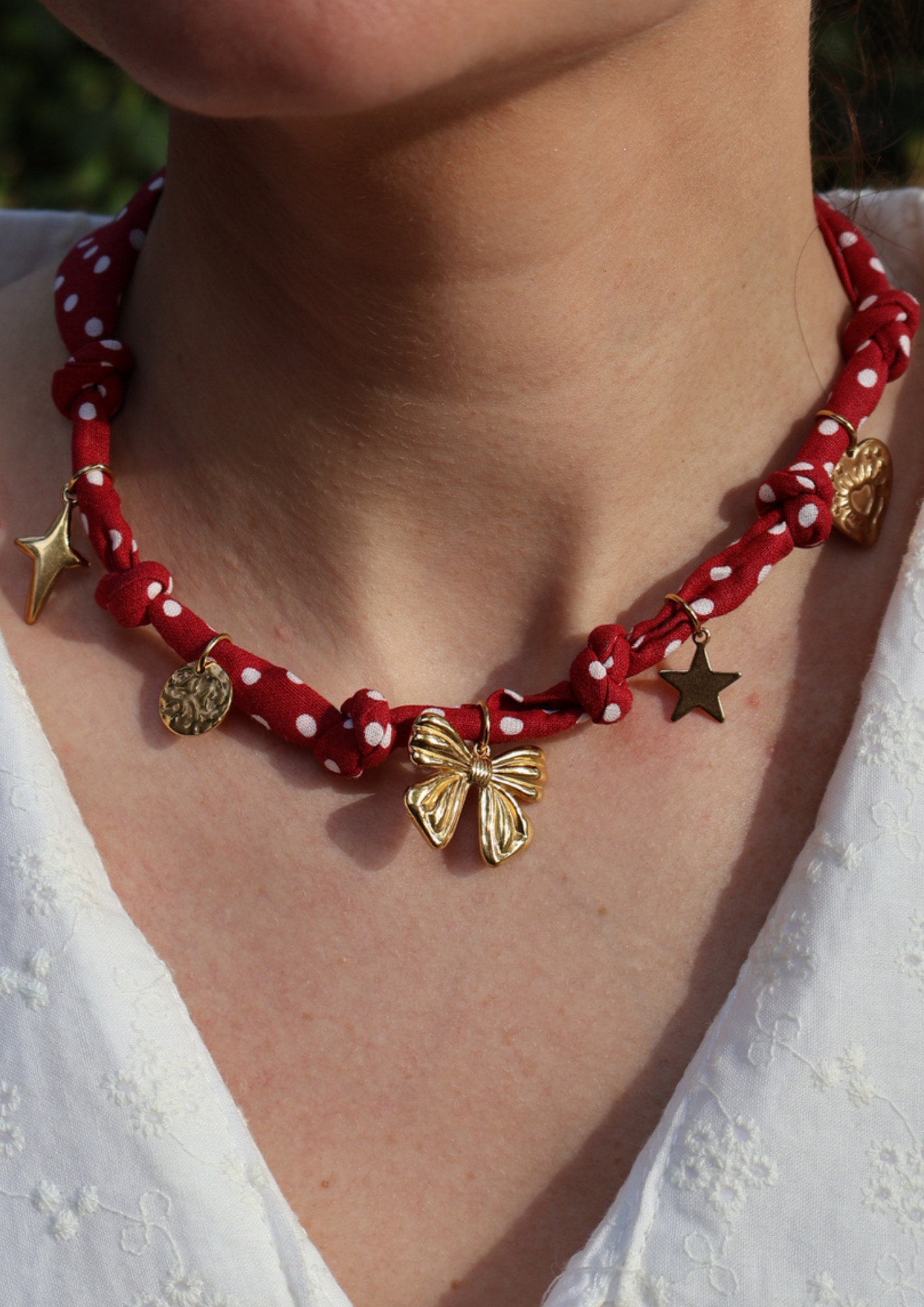 Collier GEORGIA (à pois rouge et blanc)