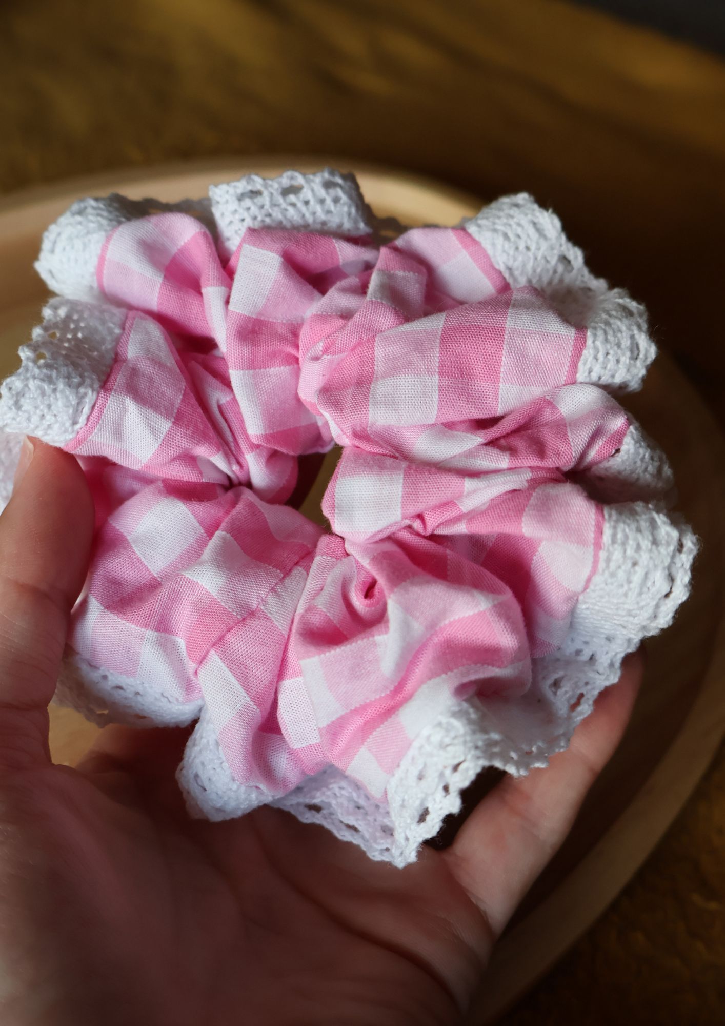 Scrunchie MAYA (gros vichy rose)