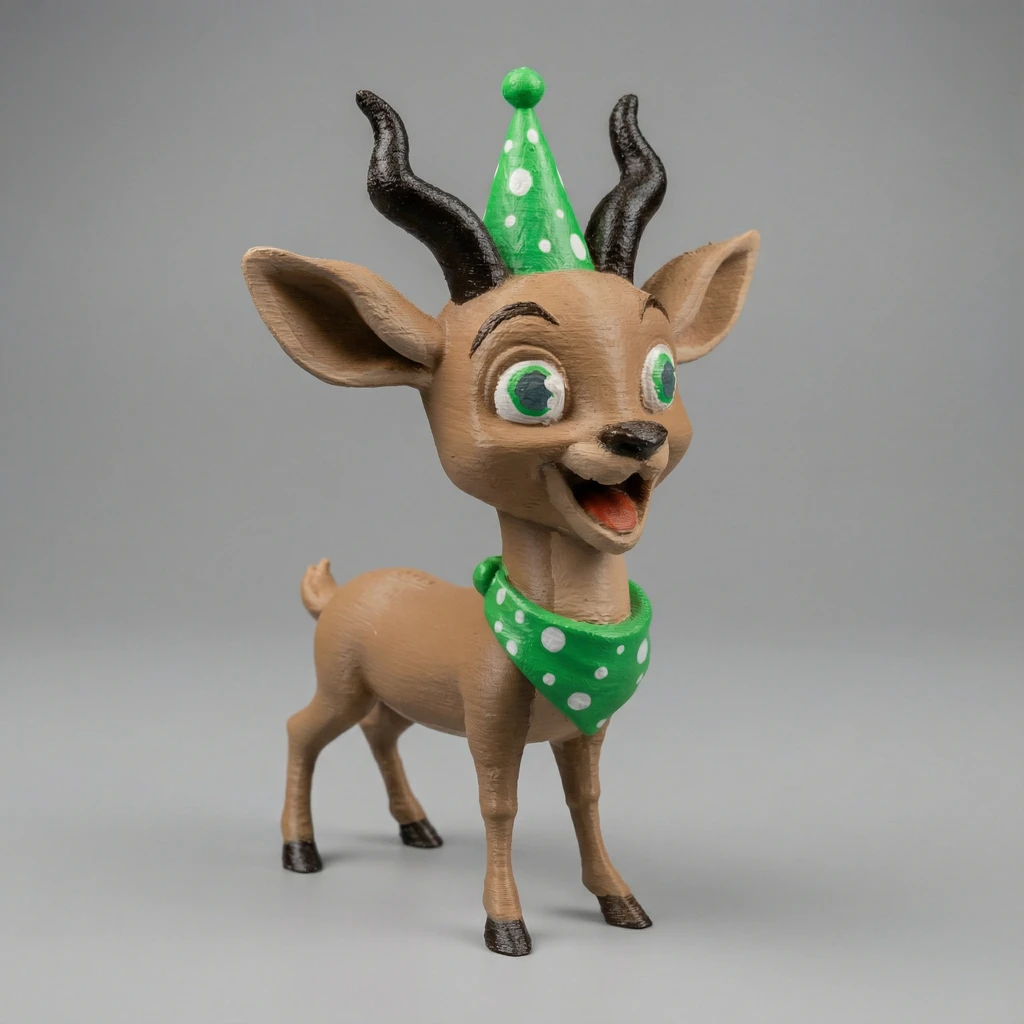 مجسم الظبي الصغير بقبعة الحفلات