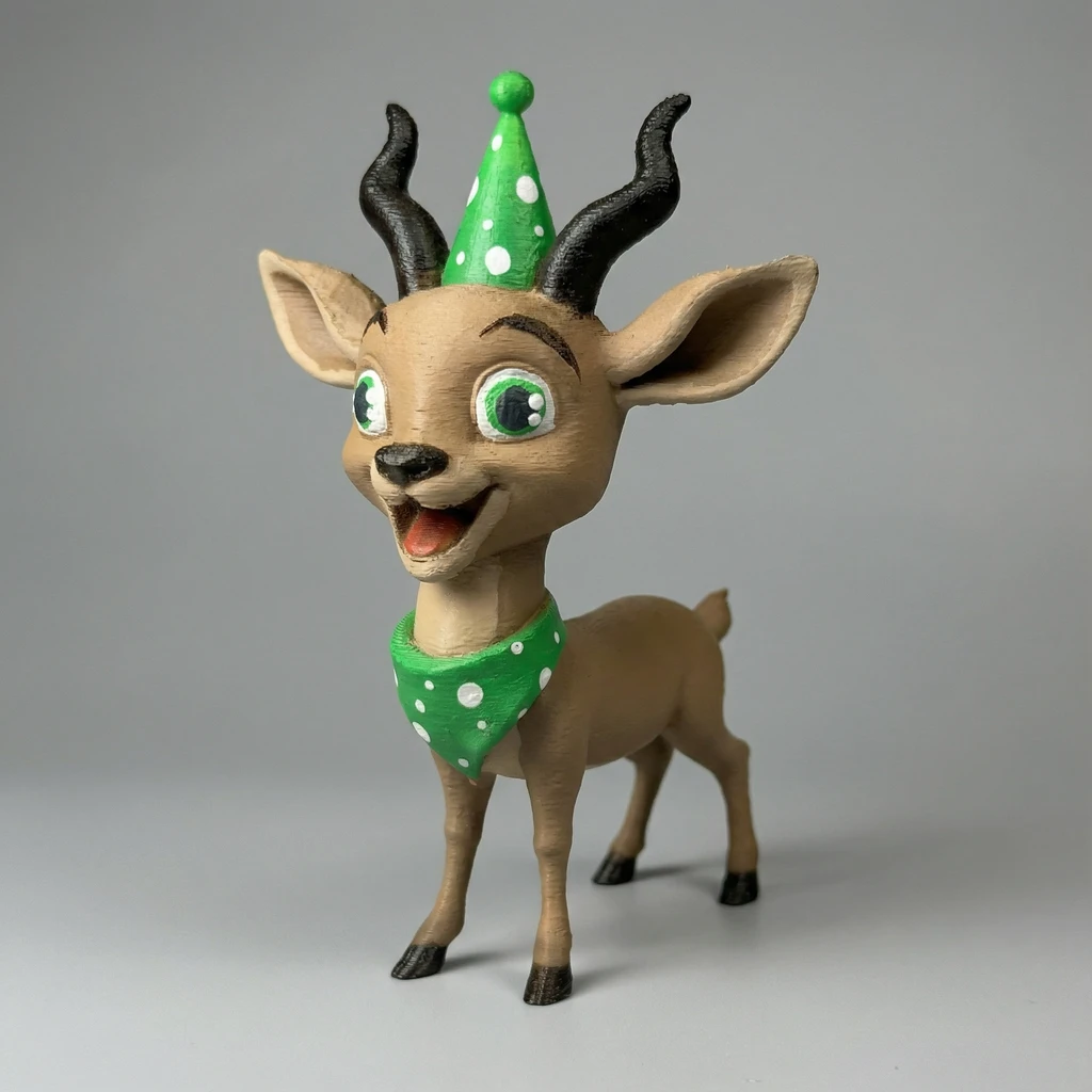 مجسم الظبي الصغير بقبعة الحفلات