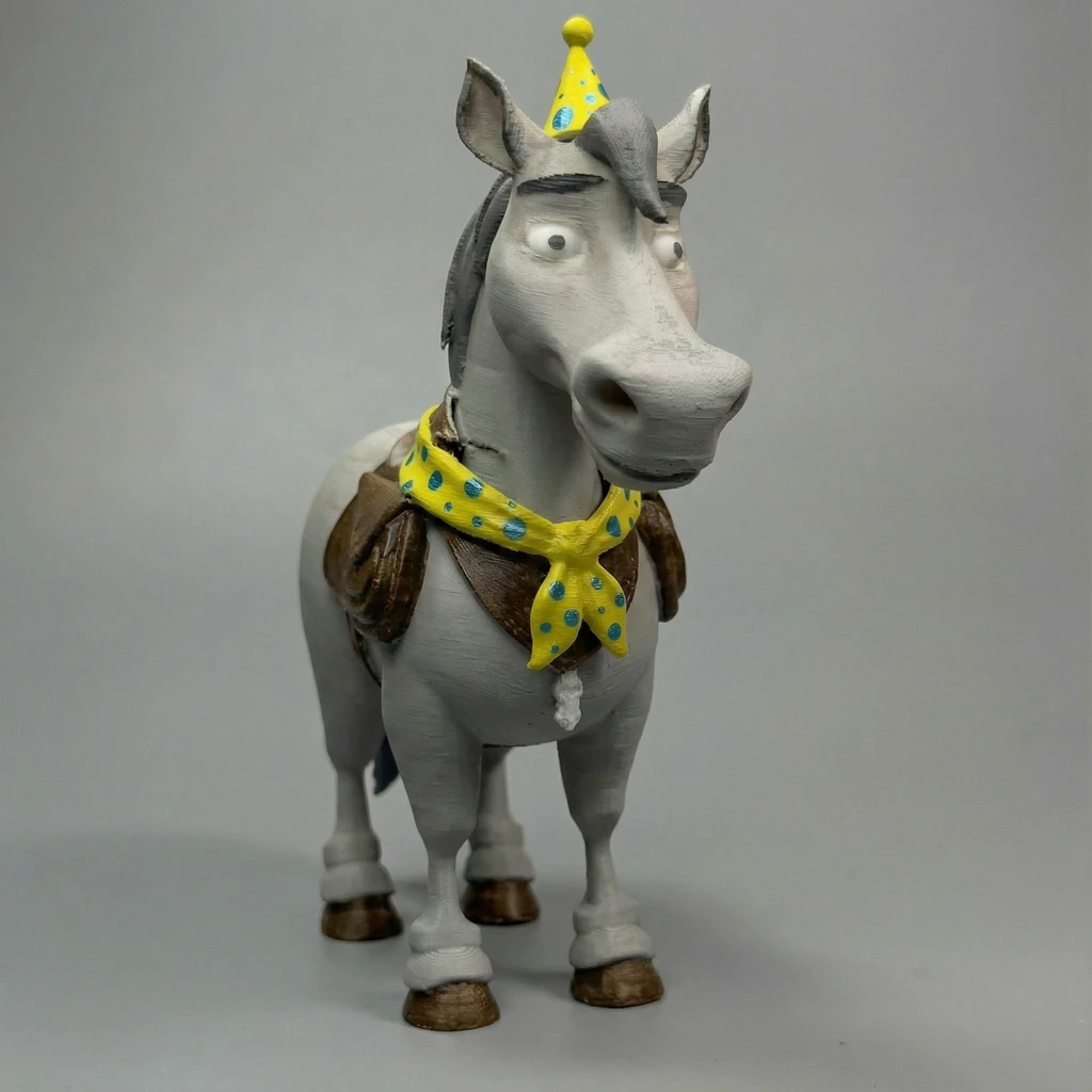 مجسم الحصان الكرتوني بقبعة ووشاح الحفلات