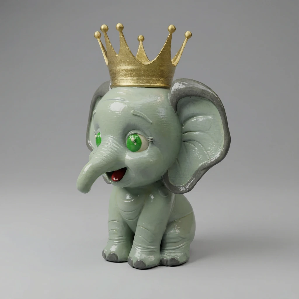 مجسم الفيل الصغير بالتاج الذهبي