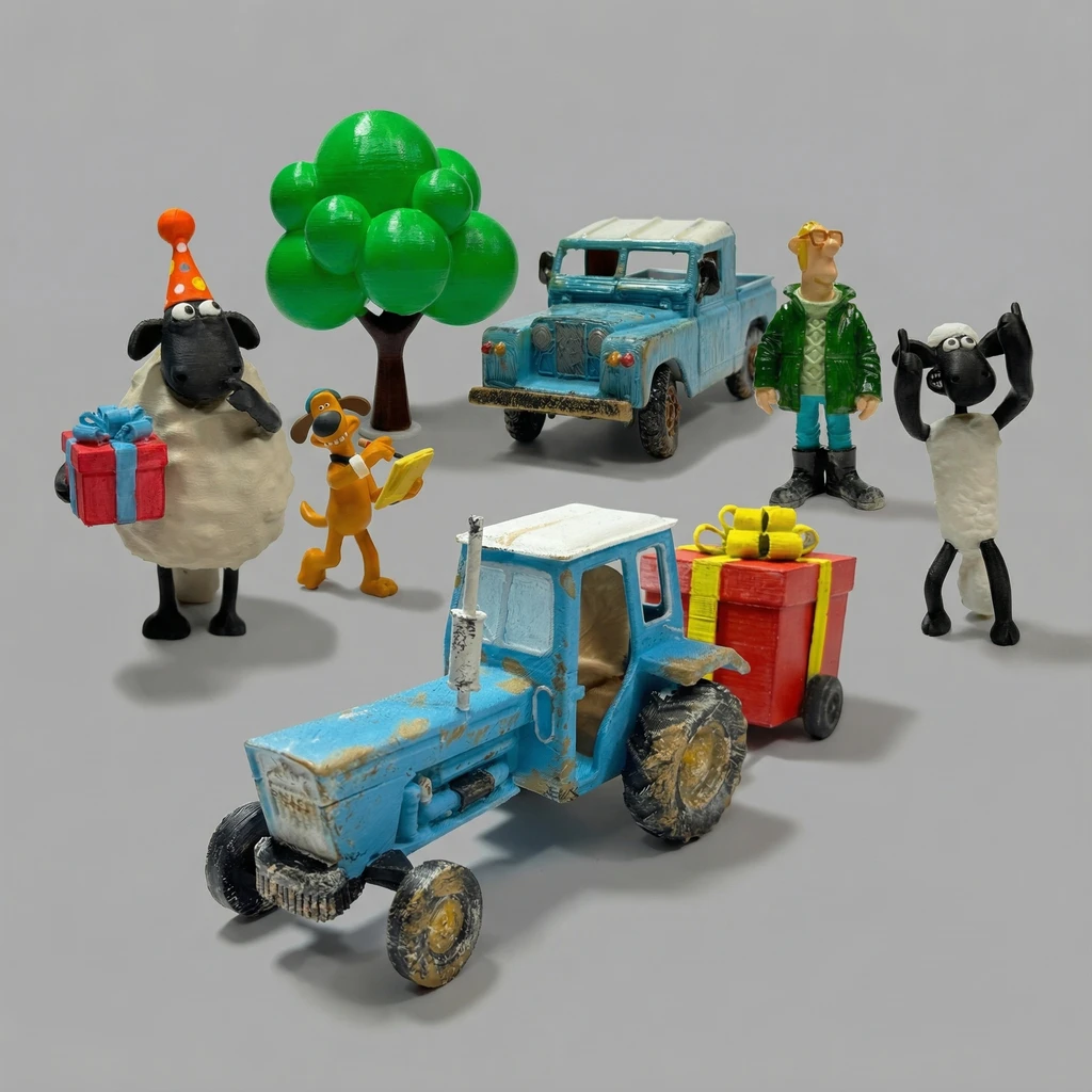 مجسم الجرار الزراعي ومقطورة الهدية