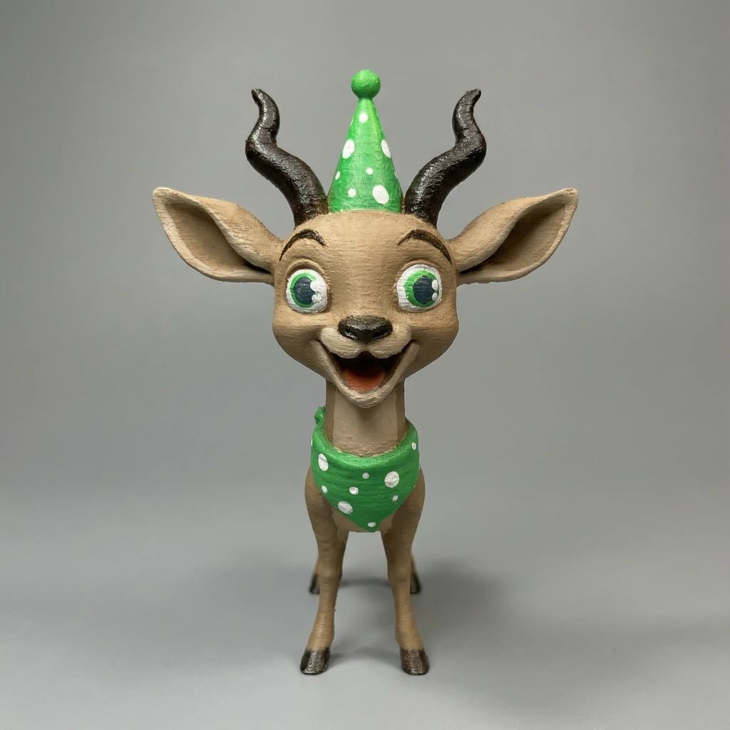 مجسم الظبي الصغير بقبعة الحفلات