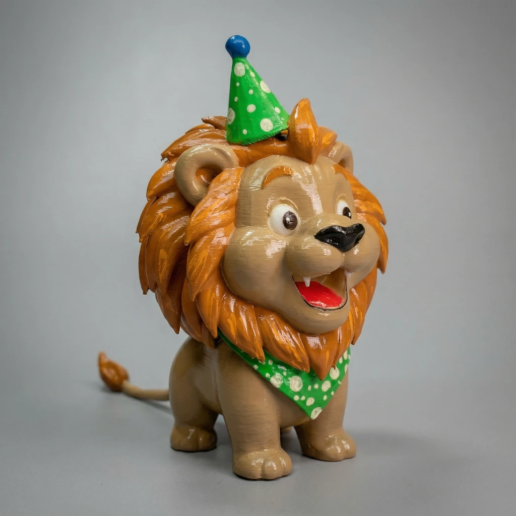 مجسم الأسد الصغير بقبعة الحفلات