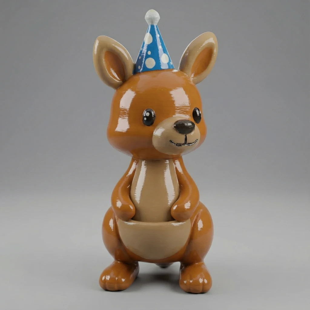 مجسم الكنغر الصغير بقبعة الحفلات