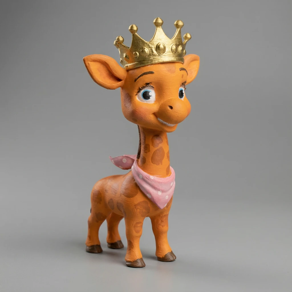 مجسم الزرافة الصغيرة بالتاج الذهبي