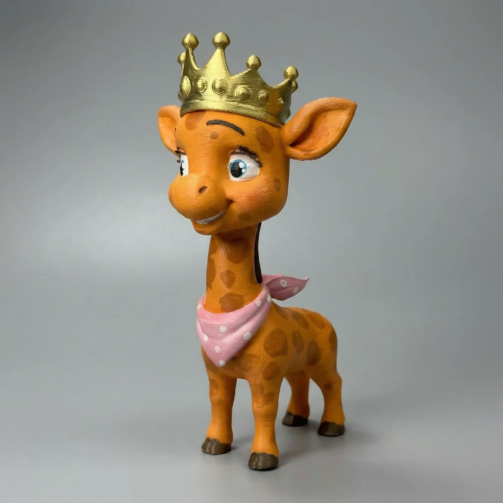 مجسم الزرافة الصغيرة بالتاج الذهبي