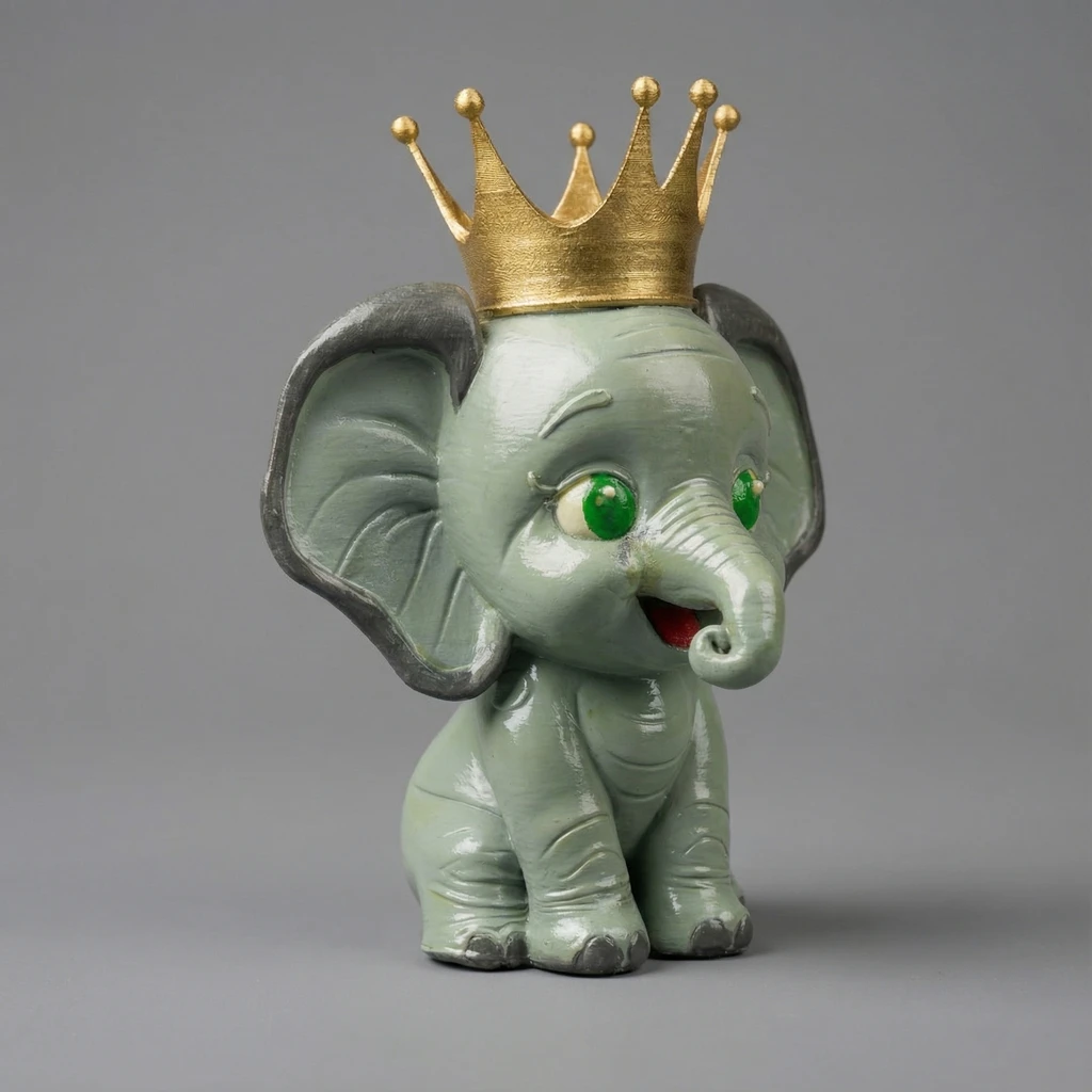 مجسم الفيل الصغير بالتاج الذهبي