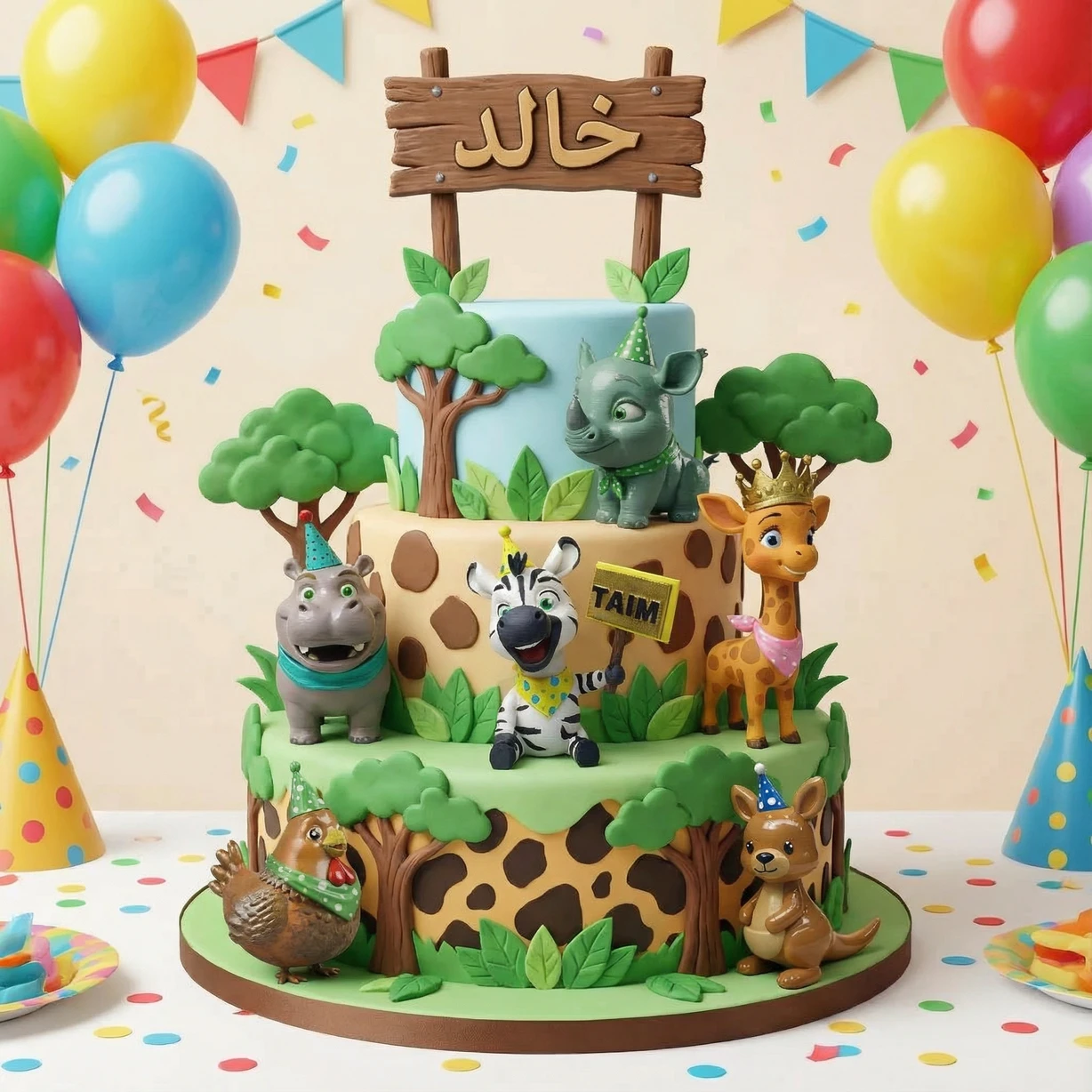 مجسم الدجاجة الكرتونية بقبعة ووشاح الحفلات