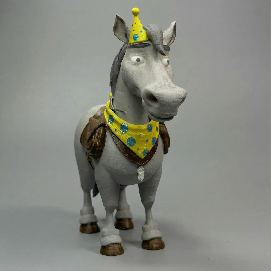 مجسم الحصان الكرتوني بقبعة ووشاح الحفلات