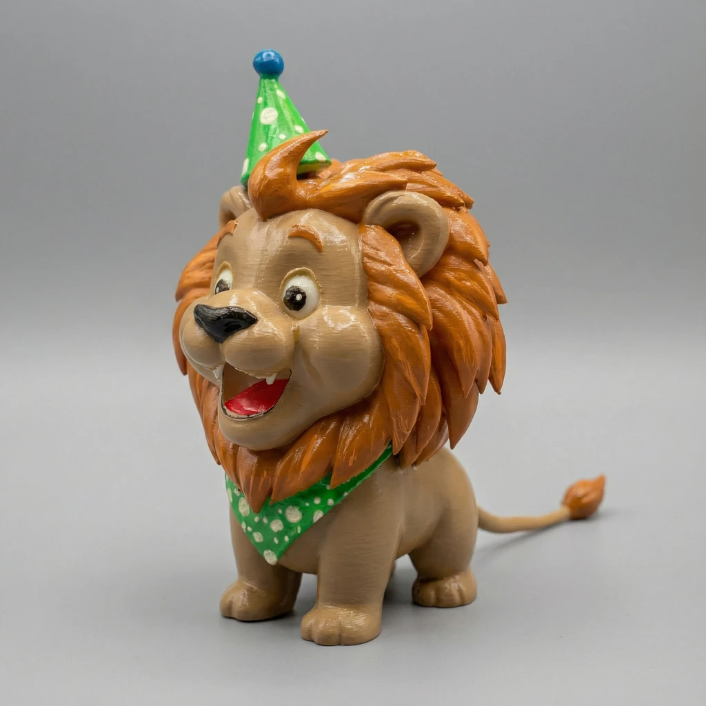مجسم الأسد الصغير بقبعة الحفلات