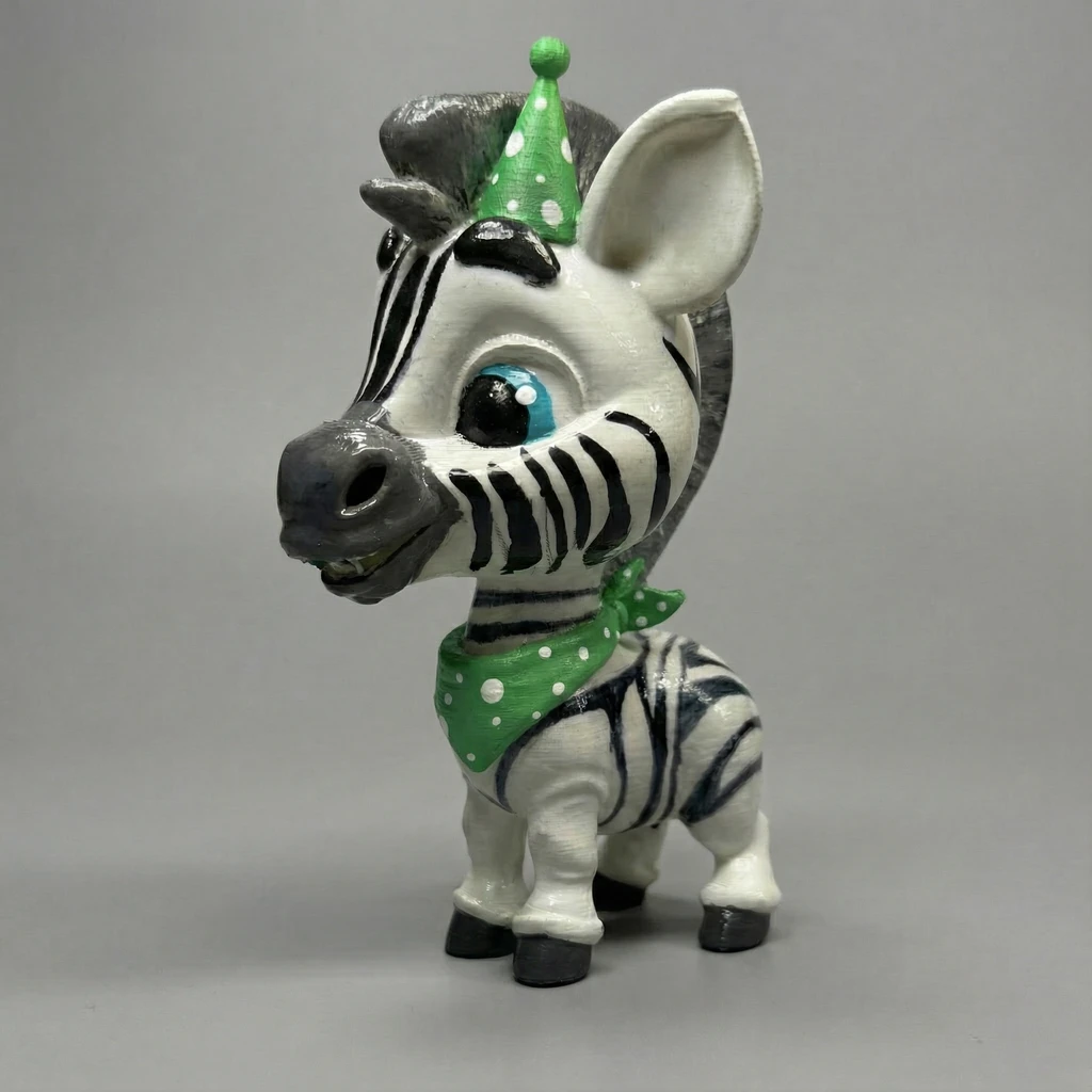 مجسم الحمار الوحشي بقبعة ووشاح الحفلات