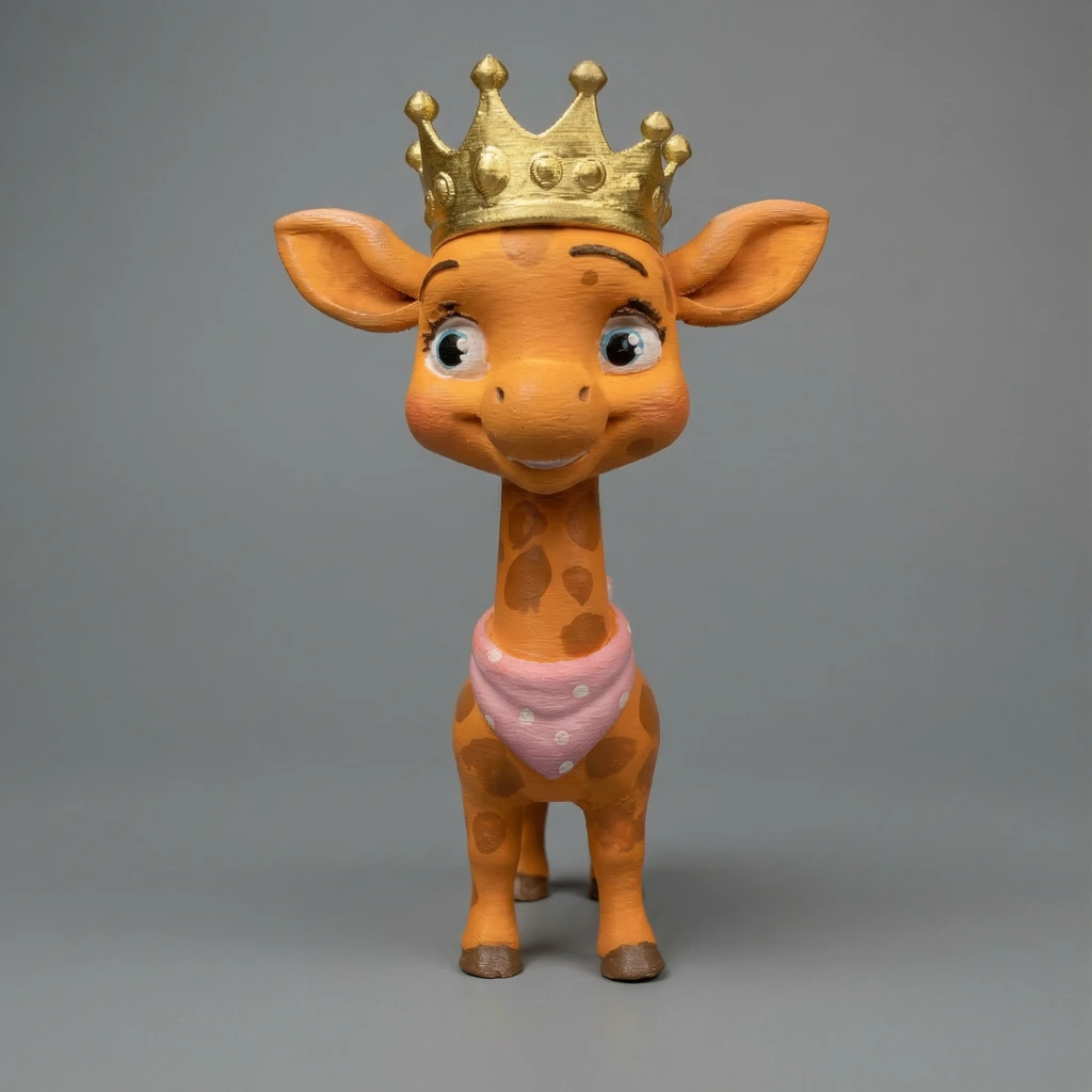 مجسم الزرافة الصغيرة بالتاج الذهبي