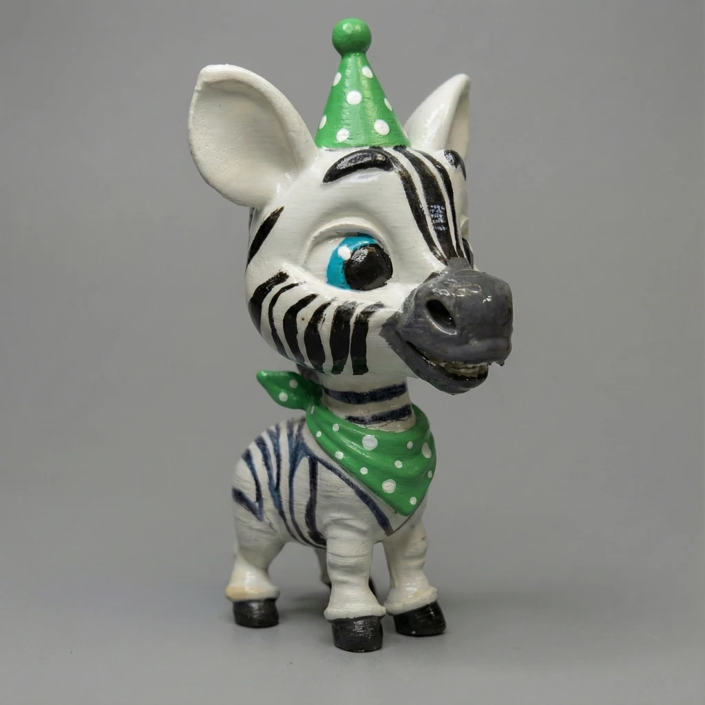 مجسم الحمار الوحشي بقبعة ووشاح الحفلات