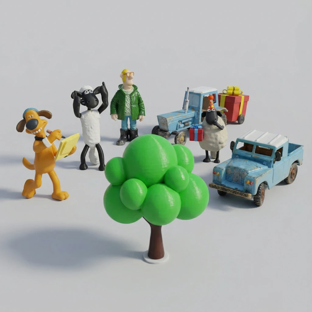 مجسم شجرة كرتونية خضراء