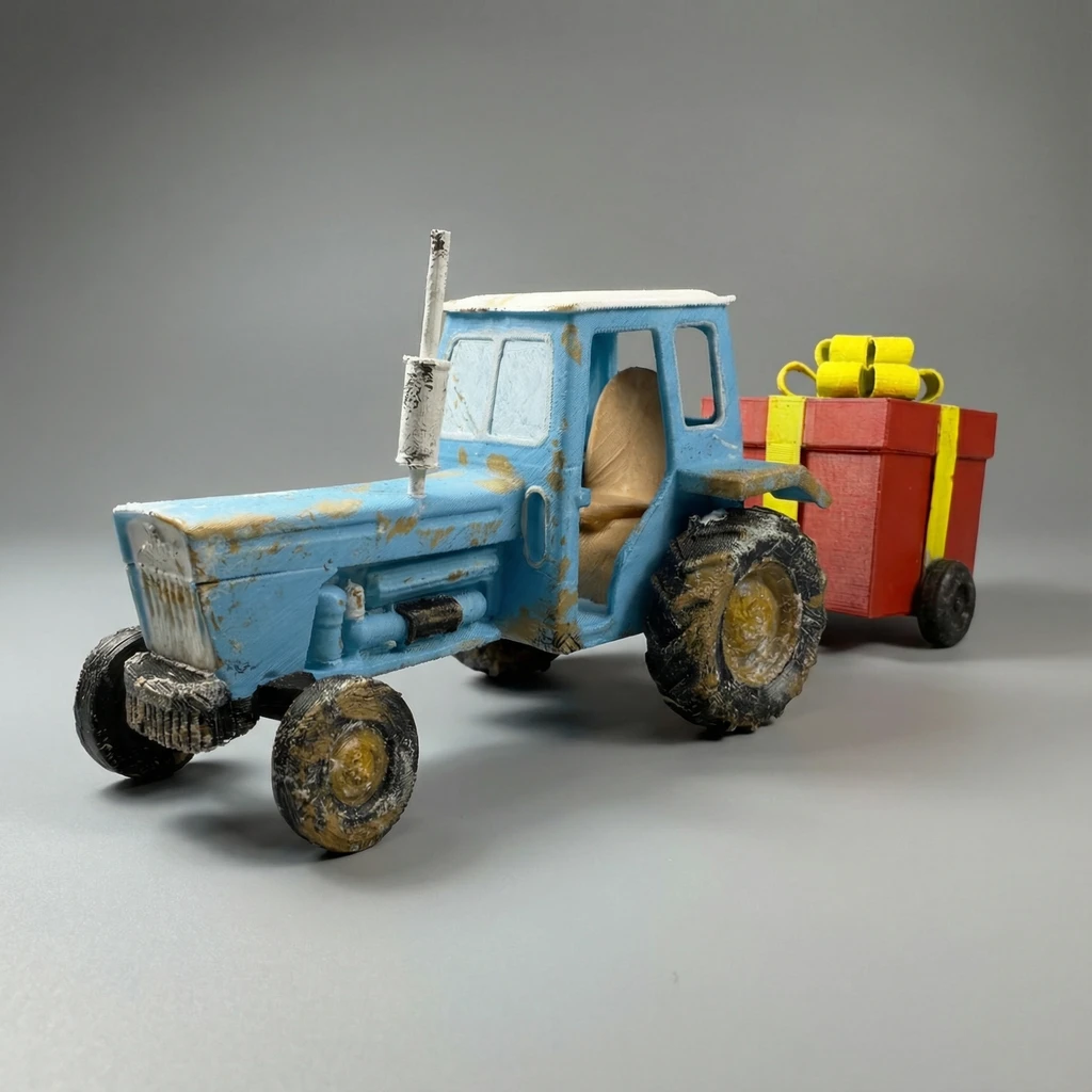 مجسم الجرار الزراعي ومقطورة الهدية