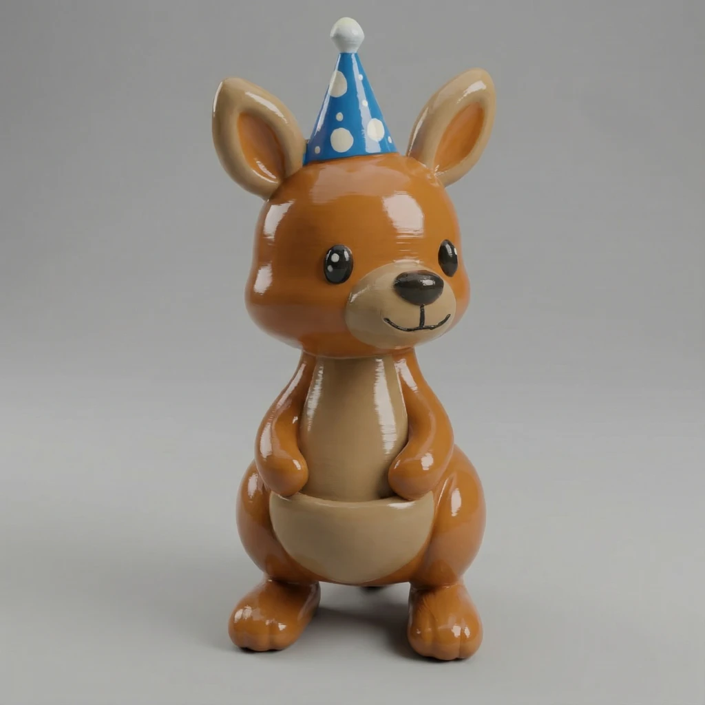مجسم الكنغر الصغير بقبعة الحفلات