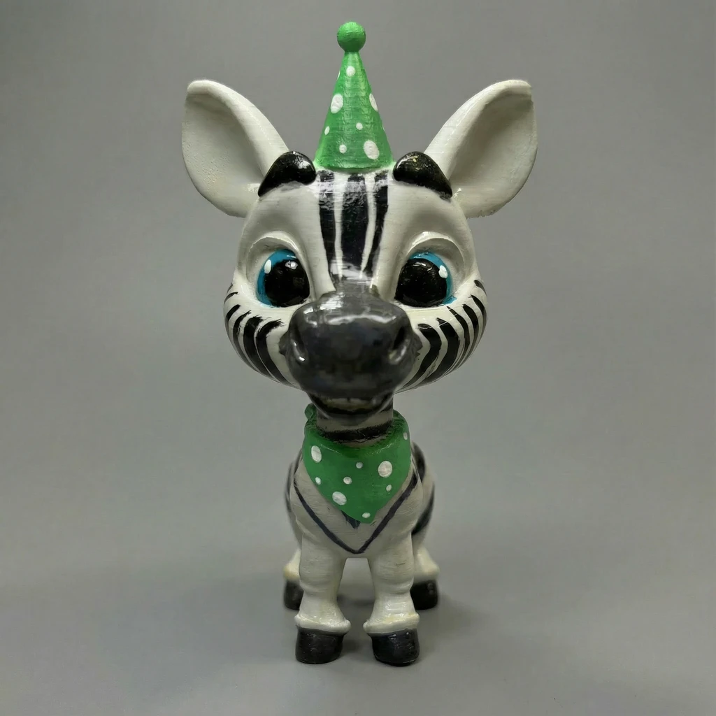 مجسم الحمار الوحشي بقبعة ووشاح الحفلات