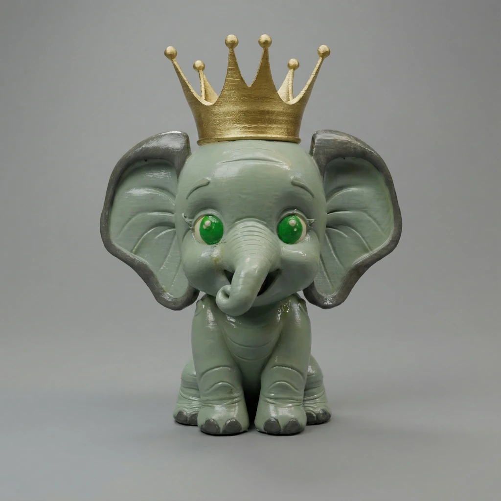 مجسم الفيل الصغير بالتاج الذهبي
