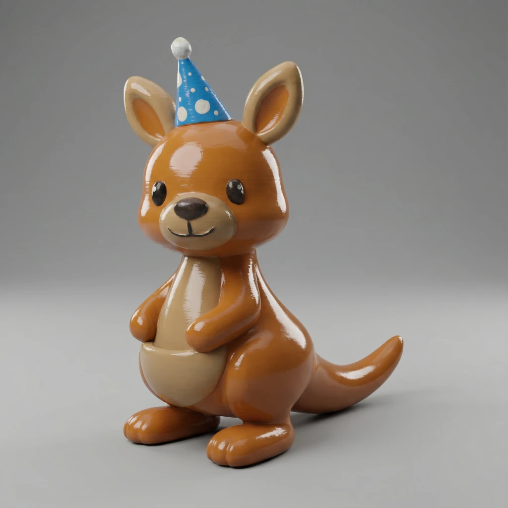 مجسم الكنغر الصغير بقبعة الحفلات