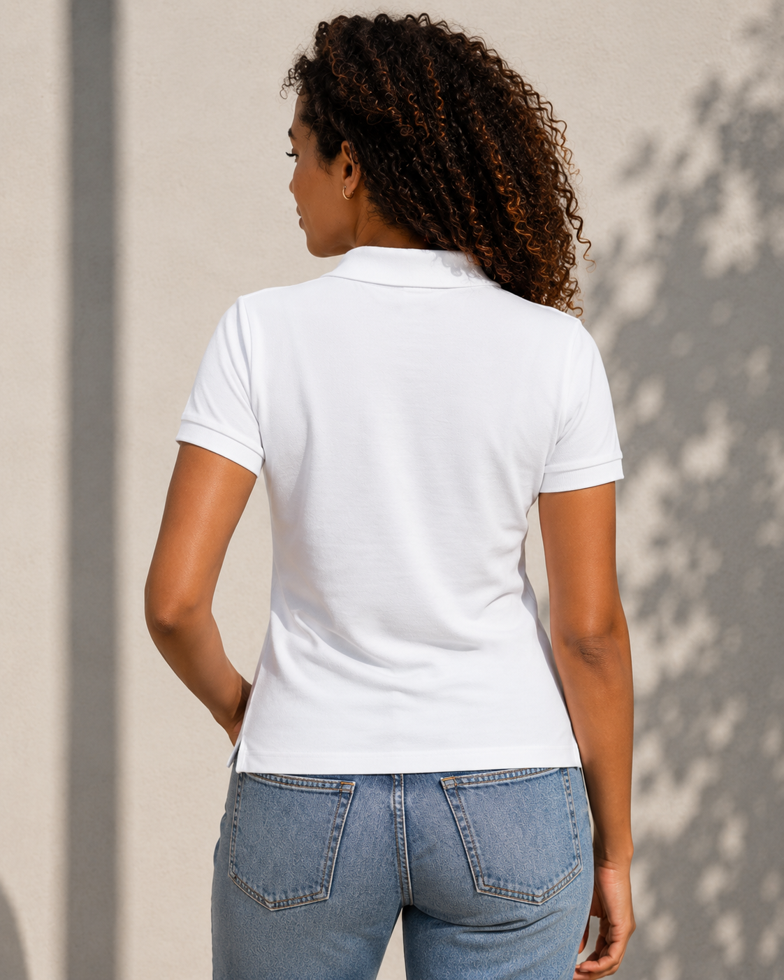 Polo con ricamo blu Donna