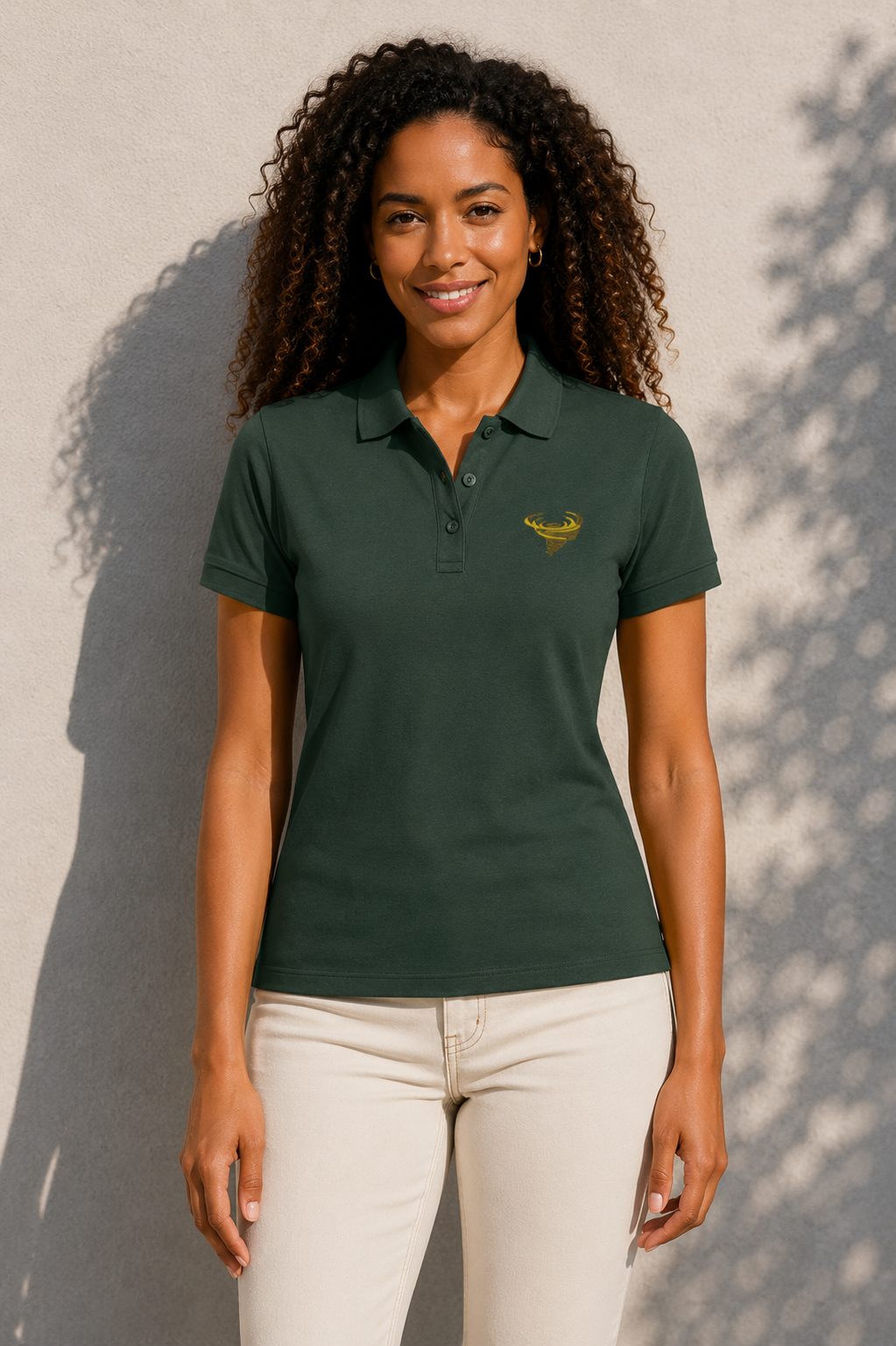 Polo con ricamo giallo Donna