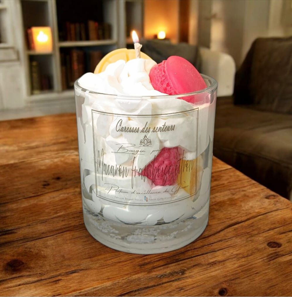 Bougies Gourmandes  Macaron Framboise Citron