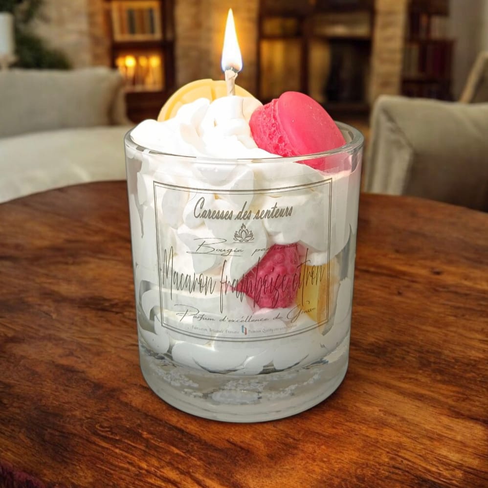 Bougies Gourmandes  Macaron Framboise Citron