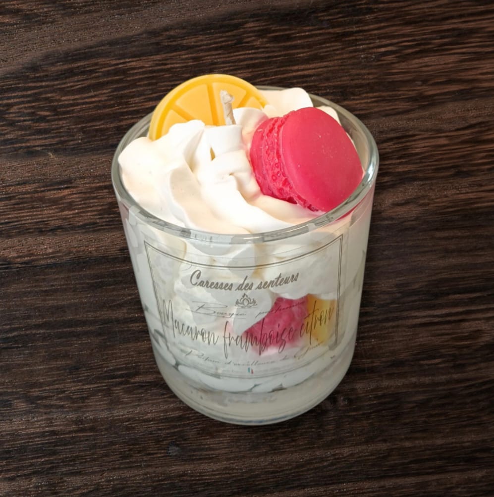 Bougies Gourmandes Macaron Framboise Citron