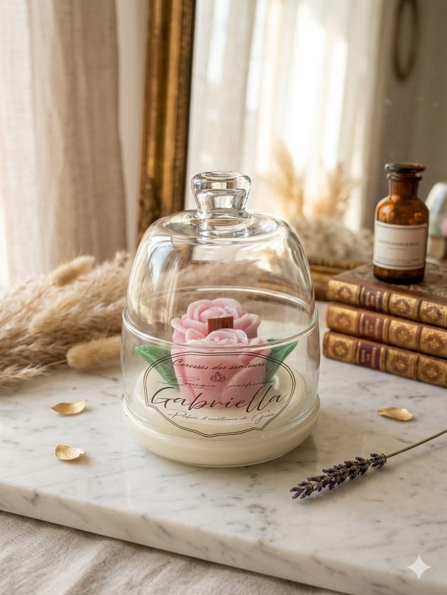 Bougie parfumée artisanale sous cloche - Gabriella