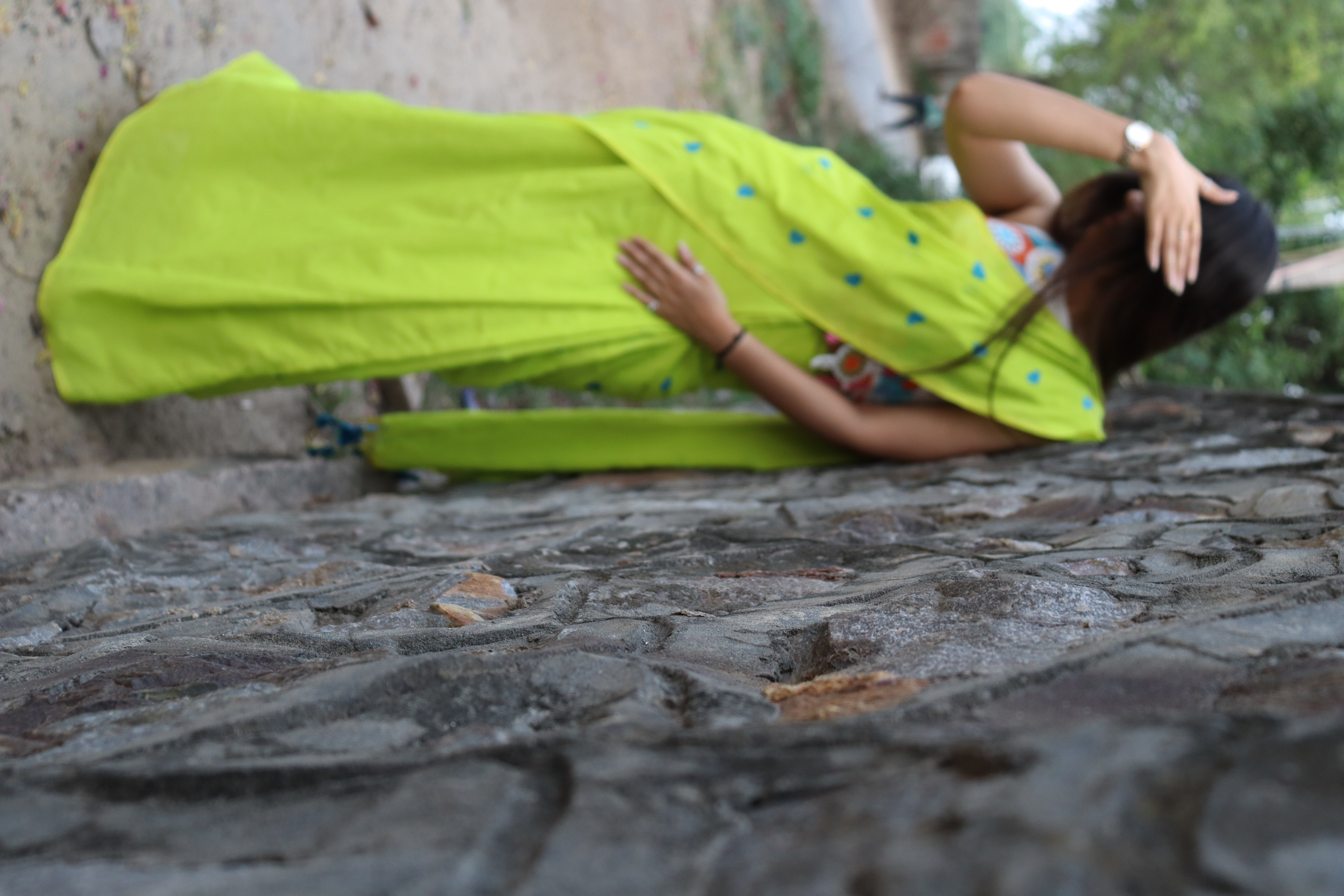 Bright Green Printed Saree