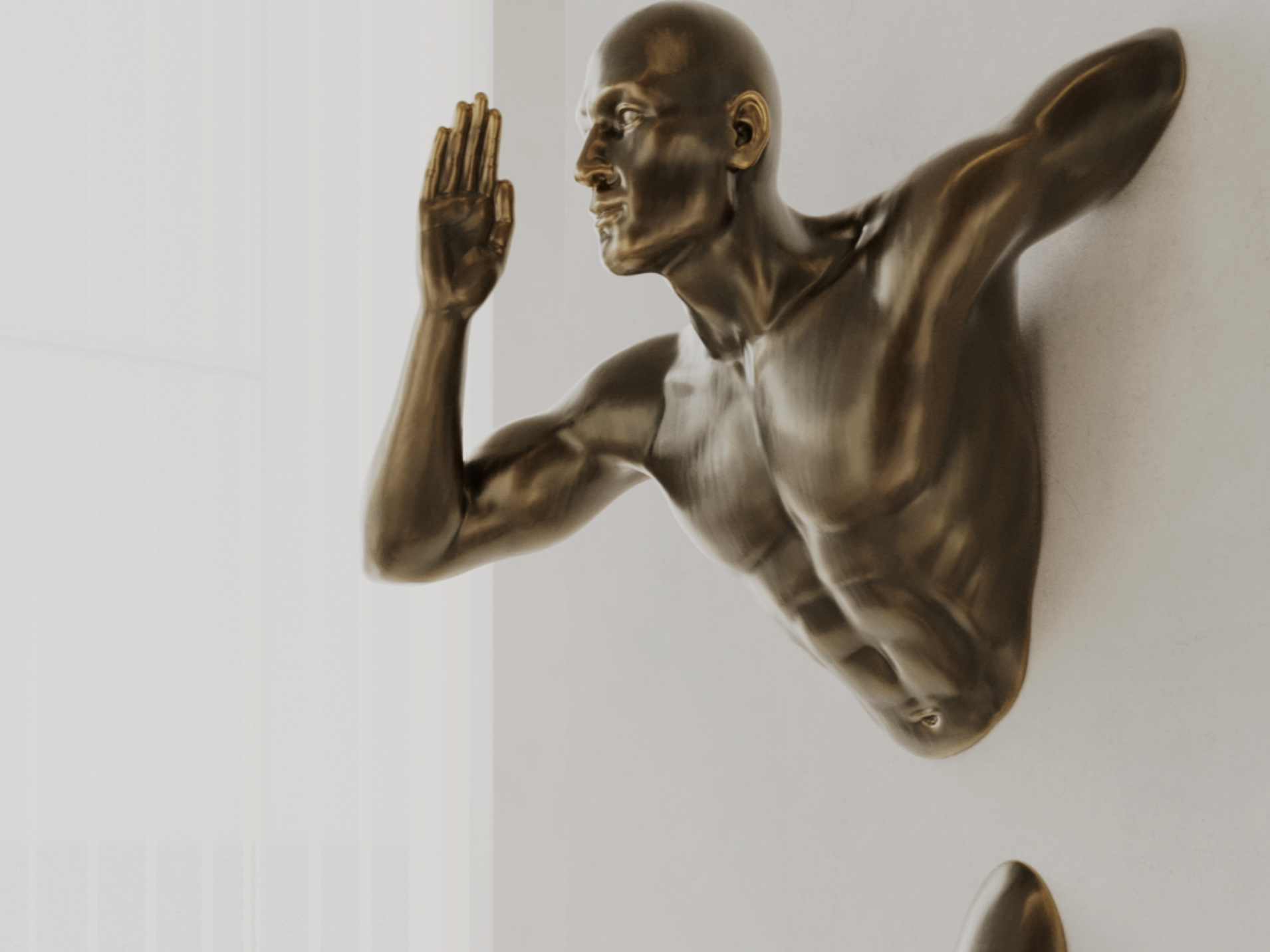 Escultura de torso humano en filamento PLA color cobre