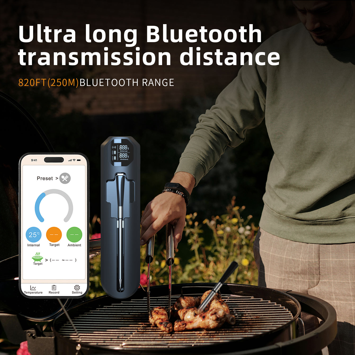 🔥 820FT Smart Wireless Meat Thermometer