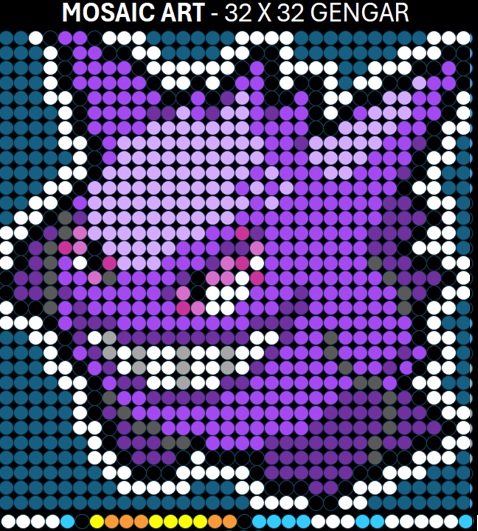 Mosaic Art DIY Kit - 32x32 Pokemon Gengar