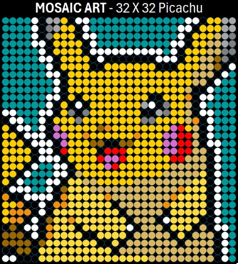 Mosaic Art DIY Kit - 32x32 Pokemon Pikachu
