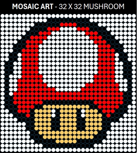 Mosaic Art DIY Kit - 32x32 Super Mario Mushroom