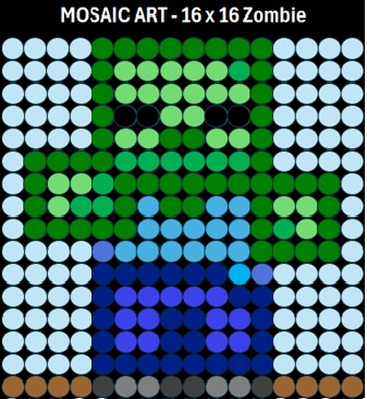 Mosaic Art DIY Kit - 16x16 Minecraft Zombie