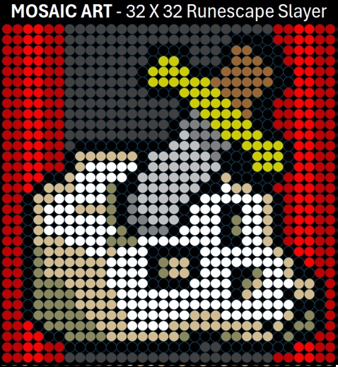Mosaic Art DIY Kit - 32x32 Runescape Slayer
