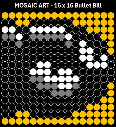 Mosaic Art DIY Kit - 16x16 Super Mario Bullet Bill