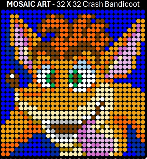 Mosaic Art DIY Kit - 32x32 Crash Bandicoot