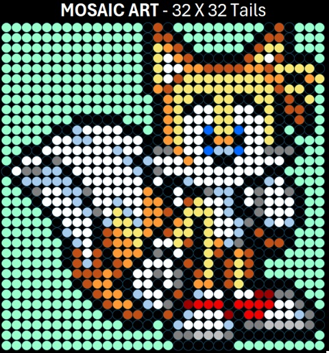 Mosaic Art DIY Kit - 32x32 Sonic Tails