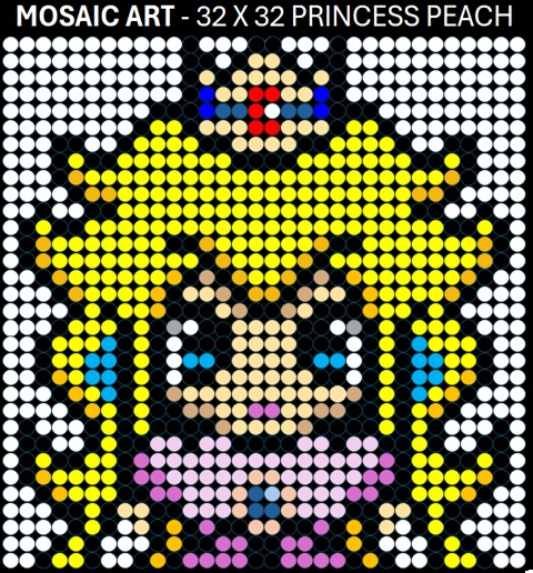 Mosaic Art DIY Kit - 32x32 Super Mario Princess Peach