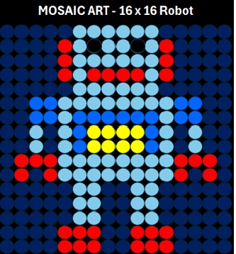 Mosaic Art DIY Kit - 16x16 Robot