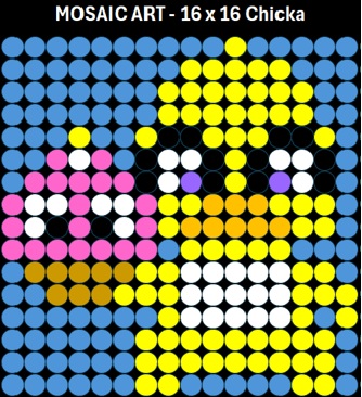 Mosaic Art DIY Kit - 16x16 FNAF Chica