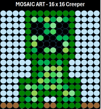 Mosaic Art DIY Kit - 16x16 Minecraft Creeper 2