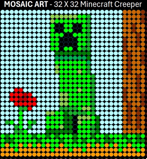 Mosaic Art DIY Kit - 32x32 Minecraft Creeper